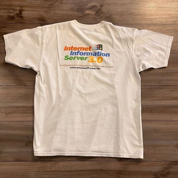 Vintage Microsoft Birthday‎ Internet Server White Tshirt Men XL Bin I-41 - Picture 5 of 6